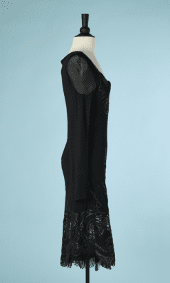 B4309-Robe-en-maille-viscose-brode-de-cuir-vernis-att.-Thierry-Mugler-T38-001