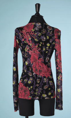 B4317-T-shirt-en-maille-noir-imprime-de-fleurs-Christian-Lacroix-T38-001