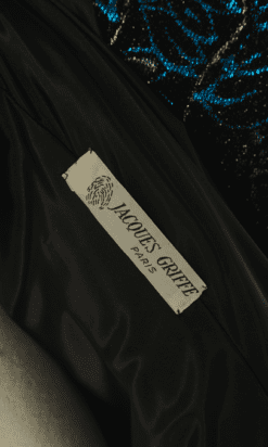 B4334-Manteau-1950-en-brocard-noir-marron-argent-et-violet-Jacques-Griffe-t40-001