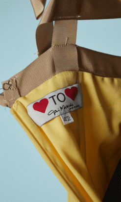 B4469-Robe-Gai-Mattiolo-polyester-jaune-brode-de-pois-jaune-blanc-argent-t42-001