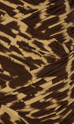 B4471-Robe-en-soie-beige-et-marron-imprime-taches-haut-plisse-croise-Fontana-Couture-T42-001