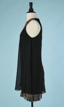 B4488-Robe-Versace-en-polyester-et-viscose-noir-clous-thermocolle-T38-001