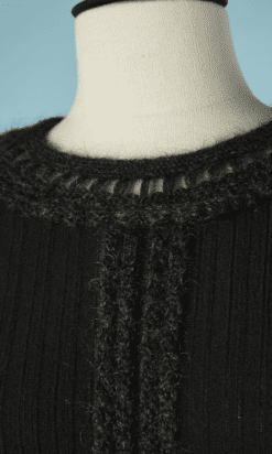 B4508-Robe-Chanel-noire-grise-en-laine-polyamide-mohair-T40-001