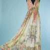 B4521-Robe-Cavalli-blanche-imprime-fleurs-en-viscose-et-polyester-T38-001