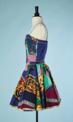 B4522-Robe-fines-bretelles-coton-multicolore-Versace-jeans-T38-001