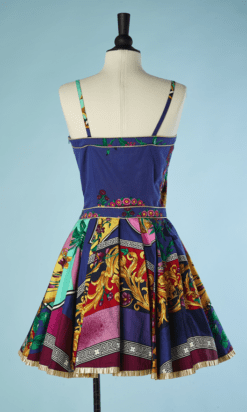 B4522-Robe-fines-bretelles-coton-multicolore-Versace-jeans-T38-001