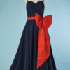 B4548-Robe-Jacques-Fath-bleu-noeud-orange-T36-001