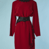 B4559-Robe-Valentino-en-acetate-bordeau-rubans-noir-ceinture-T42-001