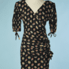 B4572-Robe-1950-Ungaro-en-coton-noir-fleurs-jaune-et-rouges-T42-001