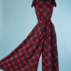 B4633-Combinaison-pantalon-1970-en-rayonne-marine-a-carres-rouge-T36-001