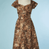 B4860-Robe-Givenchy-1955-voir-couture-interieur-en-soie-marron-imprime-fleurs-T340-01