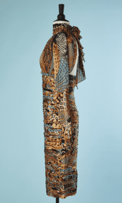 B5196-Robe-Versace-en-soie-imprimee-bandes-decoupees-cousues-t38-001