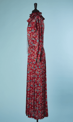 B5203-Robe-longue-Ungaro-en-satin-de-soie-bordeaux-imprime-japonisant-t38-001