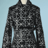 B5236-Veste-Christian-Lacroix-en-laine-bouclette-noire-et-croisillons-blancs-t40-001