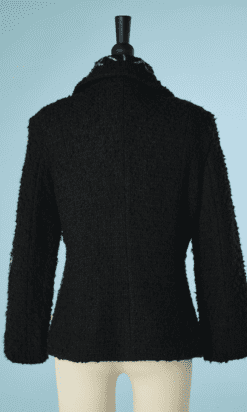 B5236-Veste-Christian-Lacroix-en-laine-bouclette-noire-et-croisillons-blancs-t40-001