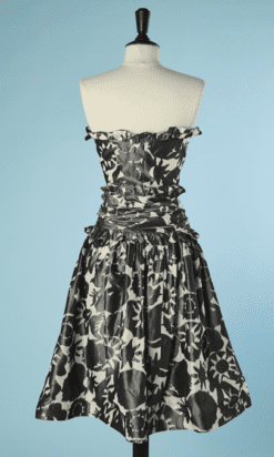 B5294-Robe-bustier-Nina-Ricci-en-taffetas-de-soie-blanche-et-grise-t42