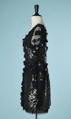 B5344-Robe-en-tulle-noir-Roberto-Cavalli-brodee-de-paillettes-noires-avec-strass-t42-001