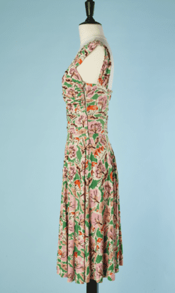 B5823-Robe-1950-en-jersey-vert-imprime-darbres-et-paillettes-T36-38-01