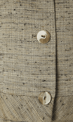 B6407-Tailleur-1960-en-lin-beige-tisse-noir-et-marron-T40-001