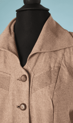 B6416-Tailleur-en-lainage-vieux-rose-surpiqures-aux-poches-T38-001.