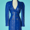 B6846-Robe-et-bolero-Michael-Hoban-en-cuir-bleu-boutons-dores-t36-001