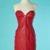B6847-Robe-bustier-balconet-Michael-Hoban-en-cuir-rouge-t36-001