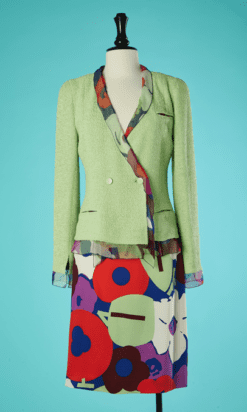 B7059-Tailleur-Chanel-vert-deau-soie-imprime-et-mousseline-t38-001