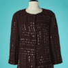 B7077-Veste-Chanel-en-lainage-bordeaux-tisse-cousu-de-paillettes-t46-001