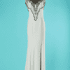B7099-Robe-longue-Gai-Mattiolo-polyester-blanc-tulle-beige-paillete-et-perle-t40-001