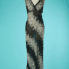 B7139-Robe-longue-1930-en-mousseline-de-soie-noire-imprime-de-fleurs-gris-clair-t38-001