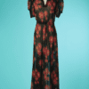 B7205-Robe-longue-1930-en-voile-de-crepe-noir-fleurs-rouges-et-jaune-t40-42-001