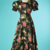 B7219-Deshabille-1930-40-en-chintz-noir-imprime-de-fleurs-roses-et-jaunes-t40-42-001
