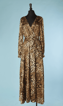 B6584-Robe-Roberto-Cavalli-en-viscose-imprime-leopard-manches-longues-t40-01