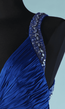 Alternative view of Robe longue du soir Roberto Cavalli en soie bleue
