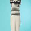 B6676-Robe-longue-JP-Gaultier-en-maille-marine-et-ecrue-t38