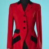B6704-Veste-Moschino-en-lainage-rouge-parements-en-velours-noir-t40-001