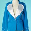 B6709-Veste-JC-de-Castelbajac-en-coton-turquoise-col-en-stin-gris-t40-001