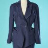 B6731-Tailleur-Thierry-Mugler-en-lainage-gris-bleu-col-crante-t36-001