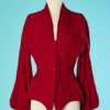 B6749-Veste-Thierry-Mugler-en-lainage-et-viscose-rouge-col-plisse-t36
