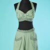 B6761-Ensemble-de-plage-1930-short-et-soutien-gorge-en-lin-vert-t40