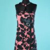 B6786-Robe-Versace-en-soie-et-polyester-rose-et-noir-bijoux-en-verre-noir-t38-40-001