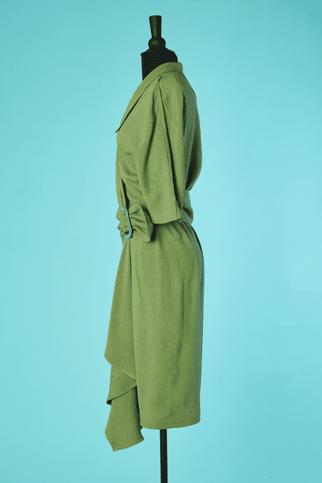 Robe Thierry Mugler portefeuille en soie verte – Image 5