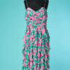 B6818-Robe-Louis-Feraud-en-mousseline-rose-et-verte-a-fleurs-t42-001