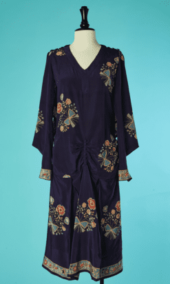 B6924-Robe-1930-en-soie-marine-imprime-bleu-ciel-et-orange-t36-38-001
