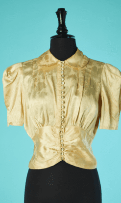 B6954-Chemisier-1930-en-soie-jacquard-de-fleurs-et-feuilles-t-36