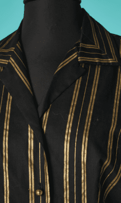 Alternative view of Robe 1950 en coton noir rayé or