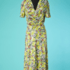 B6986-Robe-1940-en-jersey-jaune-imprime-de-fleurs-t40