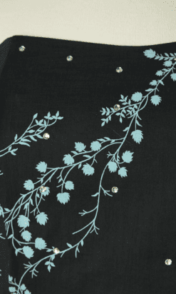 Alternative view of Robe bustier 1950 en coton noir et turquoise