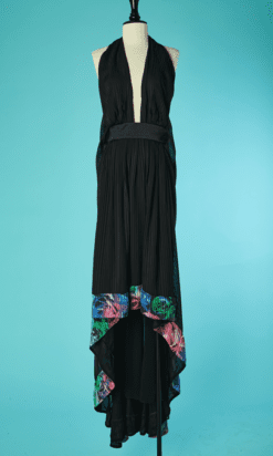 Alternative view of Robe longue du soir Roberto Cavalli noire et fleurs