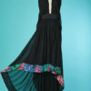 B6899-Robe-longue-Cavalli-polyester-noir-imprime-de-fleurs-et-plisse-t38-40-002